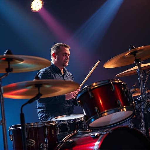 Un batteur professionnel jouant de la batterie.