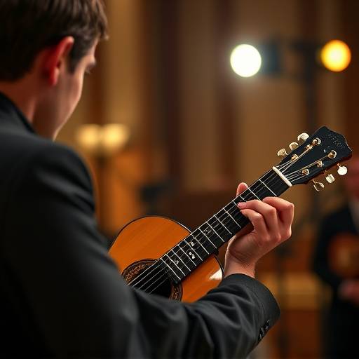Un guitariste classique jouant lors d'une audition.