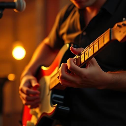Un guitariste jouant de la guitare électrique pendant un cours.