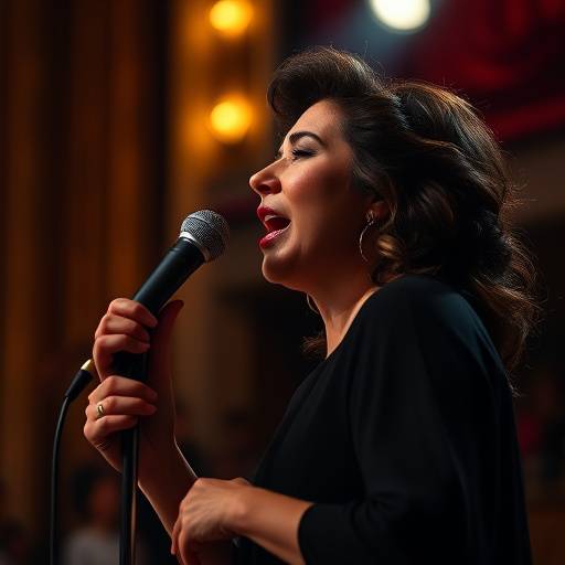 Une chanteuse lyrique interprétant un air d'opéra lors d'une audition.