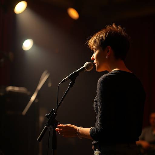 Une chanteuse se préparant pour une performance vocale.